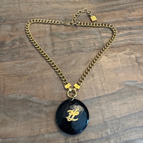 Karl Lagerfeld Runway Gold Curb Chain Black Necklace Chanel Designer France - Picture 1 of 6